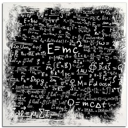 Wallario Wandbild aus Holz Mathematische Formeln Relativitätstheorie - 50 x 50 cm in Premium-Qualität: Brillante Farben