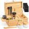 Betoores Groß Bambus Aufbewahrungsbox Set mit Zahlenschloss, Bambusbox mit Abnehmbares Rolltablett, Grinder, 2 Glasbehälter und Pinsel, Holz Stash Box mit 2 Konische Röhrchen, Alle Zubehör