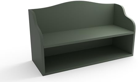 regalik Schuhbank mit Sitzfläche und Ablage 80 x 30 x 50 cm, Grün | Für Flur oder Kinderzimmer, abgerundete Kanten, offene Schuhablage, laminierte Platte, einfacher Aufbau und Pflege