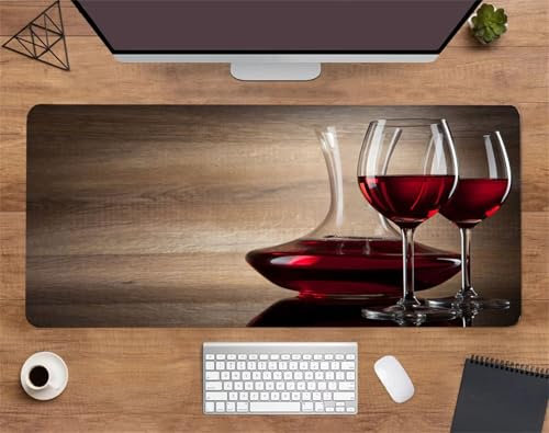 Tapis de Souris Verre à vin, Tapis de Souris XXL 600 x 400mm Tapis de Souris Gamer, Base Antidérapante en Caoutchouc Naturel pour PC, MacBook, Ordinateur Portable