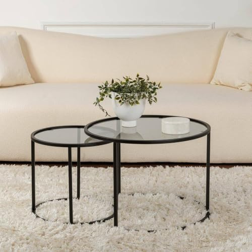 Dmora Couchtisch Abbadesse 60x60x43 cm Schwarz Rund