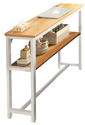 Schmaler Konsole Sofa Tisch, Konsolentisch, Kompakter Konsolentisch, Rechteckiger Konsolentisch aus Holz und Stahlmelamin für Wohnzimmer und Kleine Räume. Beistelltisch für Eingangsbereich.