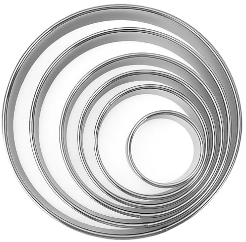 6Pcs Scone Cutter Set, Stainless Steel Round Pastry Cutters for Baking, Circle Cookie Cutter in 6 Sizes 2-6.1 in, Ideal for Cookies, Cakes and Decorative Desserts, Nesting Design for Easy Storage