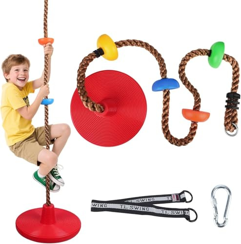 Disc Swing, Climbing Rope, Children's Plate Swing for Garden, Maximum Load Approx. 150 kg, Climbing Rope Children set with Platform(Climbing rope swing)