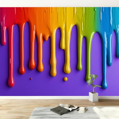 Fototapete Abstrakte Kunst Wanddekoration B500 x H280 cm, Regenbogenfarben Streifen Tapeten Wandtapete für Wohnzimmer Schlafzimmer Wandtapete Panorama Poster Wandbild für Kinderzimmer