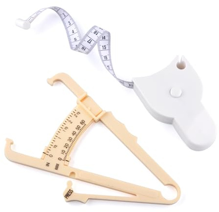 WINTAPE Körperfettcaliper + Maßband Set, Hautfaltmessgerät mit Körperfett-Auswertungsdiagrammen für Männer & Frauen, Präzises BMI-Messwerkzeug für Fitness, Gewichtsverlust & Körperanalyse
