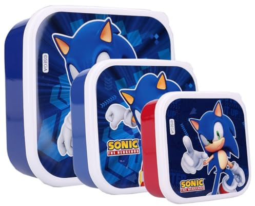 My sweety pop | Contenitore per Merenda Sonic il Riccio | Set di 3 contenitori per pasti per bambini | Multi-formato ideale per scuola, sport e uscite | Conservazione frutta e snack senza bisfenolo A
