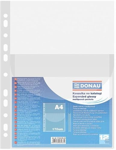 Koszulki na katalogi DONAU A4 krystaliczne 170mikr 12 sztuk