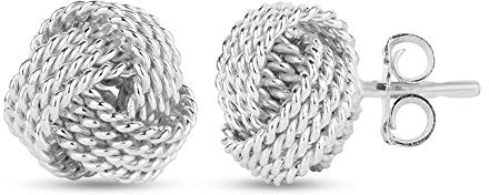 LeCalla Sterling Silber Knoten Ohrringe Schmuck italienisches Design Diamant-Cut Twisted Wire Liebe Knoten Ohrstecker für Frauen 10mm