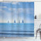 ABAKUHAUS Nautisch Duschvorhang, Segelboot auf dem Ozean, mit 12 Ringe Set Stielvoll Modern Farbfest und Schimmel Resistent, 175x240 cm, Hellblau