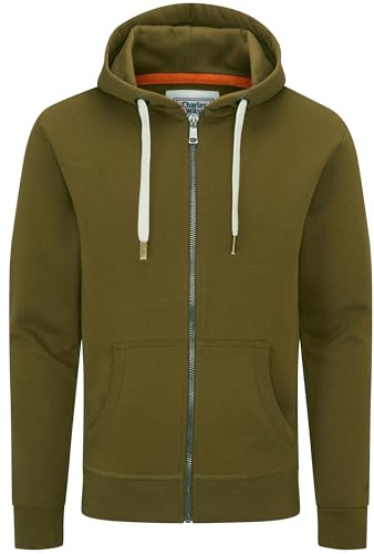 Charles Wilson Felpa Original da Uomo con Cappuccio in Misto Cotone con Zip