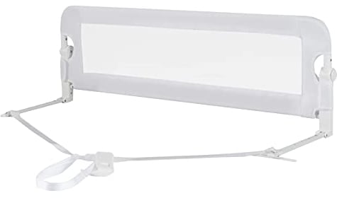 COSTWAY Bettgitter klappbar, 120 x 42cm Bettschutzgitter mit Verstellbarer Gurte, EIN-klick-Faltung, Rausfallschutz Bett 180° faltbar für Boxspringbett, Elternbett, Kinderbett (Weiß)