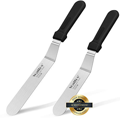Walfos Zuckerguss-Spatel, Edelstahl-Kuchenspatel mit stabilem und langlebigem Griff, Kuchendekorationsspatel, 2er-Set, vielseitig einsetzbar für Zuhause, Küche oder Bäckerei (15,2 cm und 20,3 cm)