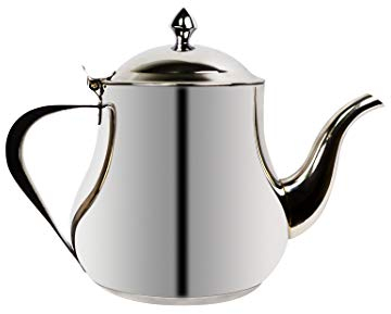 Ramadan24 Teiera con induzione in acciaio inox, design arabo, marocchino, con coperchio, filtro per il tè e manici, 3 in 1, anche come caffettiera, bollitore (1,3 litri)