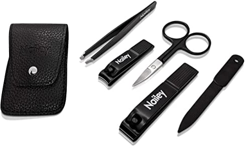 Profi Nagelknipser Set von Nailey für Damen & Herren | Nagelset für Fuß oder Fingernägel | Nagelpflegeset im Leder-Etui | Maniküre und Pediküre Set für Männer & Frauen | Nagelschneider | NEU 2021