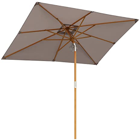 Sekey Sonneschirm 200 x 300 cm Holz-Sonnenschirm Marktschirm Gartenschirm Terrassenschirm UV50+