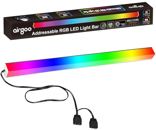 airgoo Addressable RGB PC LED Light Bar ARGB 5V 3-Pin LED Strip | Aluminum Alloy Shell LED Strip, for 5V 3-pin argb header, Come with Magnets, Easy to Install