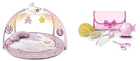 Chicco Palestrina dei Colori Rosa 3In1, Palestrina Neonato Multifunzione Elettronica con Tappeto Neonato, Proiettore Stelle, Luce Notturna Removibile & Set Igiene per Cura dei Bambini, Rosa