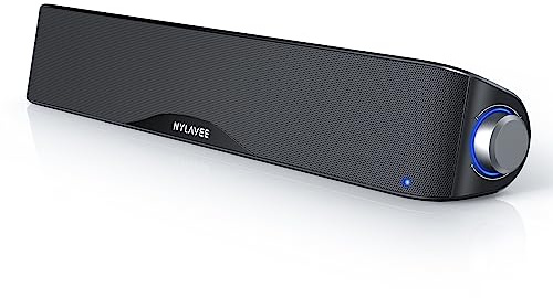 Computer Speakers, HiFi Sound Quality Computer Sound Bar, USB Powered PC Speakers, Bluetooth 5.0 and 3.5mm Aux-in Computer Speakers for Desktop, Laptops, PCs, Phones, Tablets, Xbox, Gaming Speakers