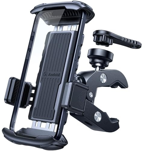 andobil Motorrad Handyhalterung Diebstahlschutz [ Anti-Vibration ] Handyhalterung Fahrrad [ 1S Schnellspanner ] Robuste Handyhalter Motorrad für iPhone 16/15/14/13/12/11 Pro Max Samsung S24 Ultra