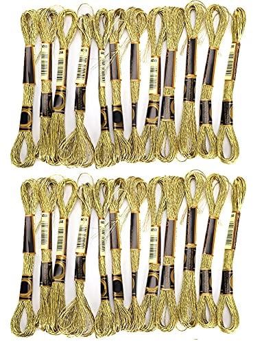 Stickgarn Embroidery Floss 24 Stk. Stickgarn Metallic Sticken Garn Hellgoldene Embroidery Threads zum Sticken, Knüpfen, Flechten, Basteln, Häkeln