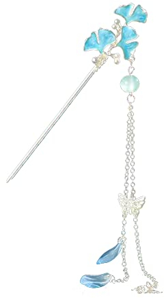 LICHENGTAI Épingles à Cheveux Chinoises Traditionnelles en Forme de Fleur Chinoise, Style rétro Épingle à Cheveux en Strass Élégantes avec Pompon Accessoires de Coiffure pour Femme et Fille