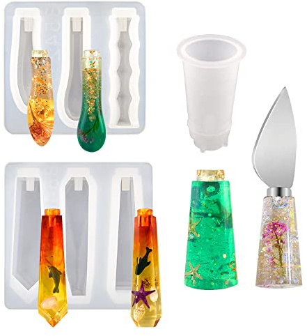 RESIN GO Long Cutlery Handle Epoxy Resin Mold, Tableware Handle Silicone Molds for Cutting Board Mould Accessories, Tabletop Table Dining Tools
