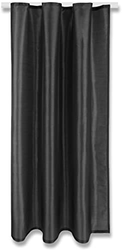 Arsvita Blickdichte Schwarze Gardine Alessia mit Kräuselband in 140x175cm (BxL), in vielen Größen und Farben