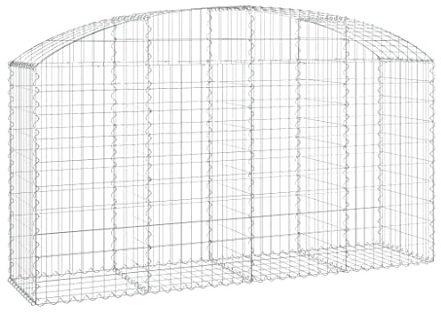 vidaXL Gabione mit Hochbogen 200x50x100/120 cm Verzinktes Eisen