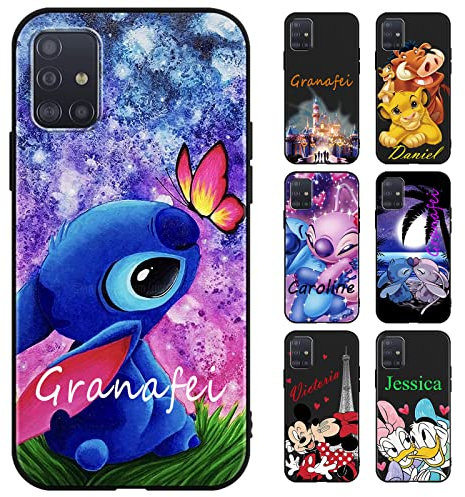 nurkorki Personalisierte Handyhülle für Samsung Galaxy A51/M40S 4G Hülle 6, 5'', Anime Stitch Motiv Personalisiert Benutzerdefinierte Name Text Individuelle Case Weiche TPU Silikon Custom Schutzhülle