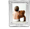 Brillibrum Design Baby Bilderrahmen versilbert Taufgeschenk Fotorahmen Bär Motiv Kinder Bilderrahmen zur Geburt Rahmen versilbert (Gravur bis 25 Zeichen)