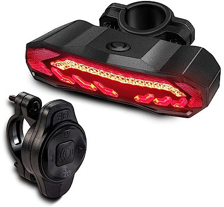 Wireless Bike Alarm with Bike Turn Signal Lights, 110dB Bicycle Alarm Anti Theft Remote Control, USB-C rechargeable 5 in 1 Security System, IP65 Waterproof Car Alarm System Brake Taillight