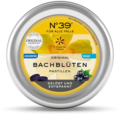 Lemon Pharma Original Bachblüten Pastillen Nr. 39 – Schwarze Johannisbeere – Original Mischung nach Dr. Bach – vegan, zuckerfrei