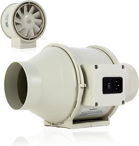FanGoFast Inline Extractor Fan 125mm/5 inch with Adjustable Speed Controller and UK Plug, 285m³/h Ventilation Fan for Bathroom, Office, Grow Rooms (White, 125mm)