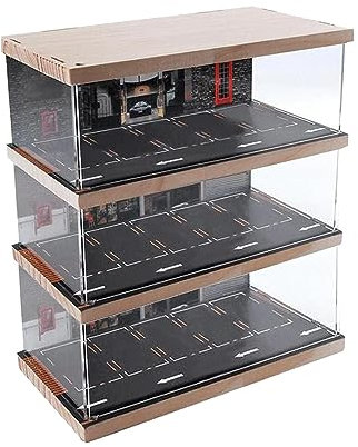 Fonowx 1/64 Vitrine de Voiture moulée sous Pression Vitrine de Garage de véhicule Vitrine Acrylique pour Voiture en Alliage, 3 Niveaux