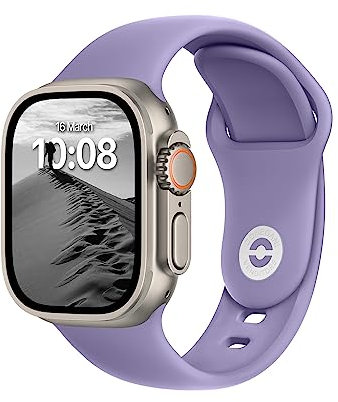 ELETTRONEO SB Cinturino per Apple Watch Ultra 3 2 49mm, Serie 11 10 46mm, 9 8 7 45mm 41mm, SE 6 5 4 44mm 40mm, 3 2 1 42mm 38mm Donna Uomo Band Bracciale Sport Silicone, Lavanda
