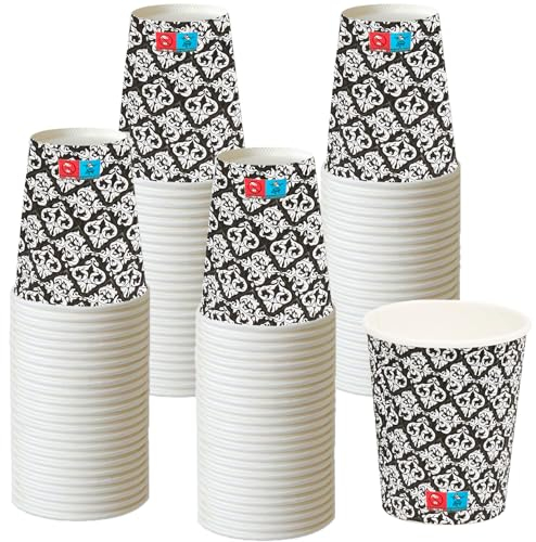 Set di 150 bicchieri di carta usa e getta da 200 ml (20 cl) | Bicchieri di carta usa e getta per caffè, tè, bevande calde e fredde | Bicchiere biodegradabile, tazza di qualità barocco