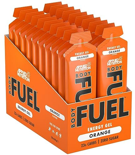 Applied Nutrition BodyFuel Energy Gel - Fast Energy Gels, Fuel for Sport, with Carbs, Sugar Free (Box 20 Units x 60g) (Orange)