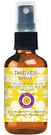 Deve Herbes Thieves Multipurpose Essential Oil Blend Infused Spray for Aromatherapy and Topical Skin Application for Kids and Adults 50ml (1.69 oz)