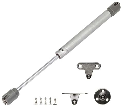 Stolmet Gasdruckfeder Klappen-Gasfeder Gasdruckdämpfer 60 N Klappenbeschlag für Möbel Tür Schrank Schranktür Stoßdämpfer für Küchenschrank Soft Close-System Silber
