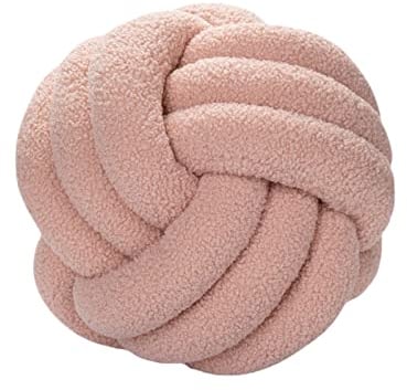 Julyue Knotenkissen, rundes Ballkissen, 28cm, Lammwolle, Knotenballkissen, Heimdekoration, handgefertigt, geknotet, Wurfkissen für Couch, Bett, Auto, Büro (Rose)