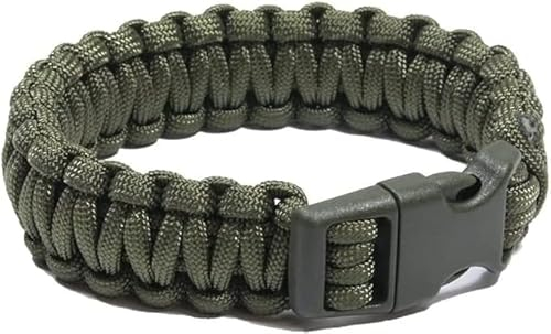 Paracord Survival Armband olive, schwarz, khaki coyote tan, je nach Auswahl Outdoor ca 2,20cm breit, 18cm, 20,5cm bzw 23 cm lang, Notfallseil Cord (20,5cm olive/grün)