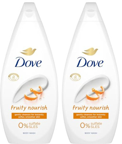 Dove Body Wash 0% Sulfate SLES for Women Made with Naturally Derived Cleansers and Plant Based Moisturiseres Gently Cleanses for Softer and Smoother Skin, 720ml (Buy 2, Fruity Nourish)