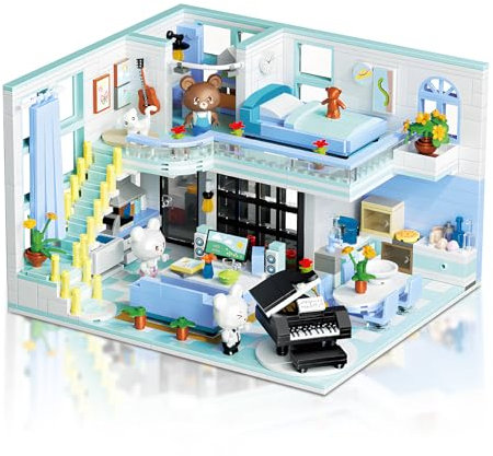 Hallisun Friends Casa Set di Blocchi da Costruzione, Appartamento Kit Mini Blocchi Modello, Casa Moderna Kit Blocchi Giocattolo, Regalo di Natale e Compleanno per Adulti Teen Ragazzi Ragazze, 1165 PZ