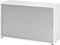 bümö Schiebetürenschrank 2OH - Aktenschrank abschließbar, Sideboard Schrank mit Schiebetüren in Weiß/Silber, Bügelgriff - Büroschrank aus Holz mit Schiebetür, Büro Kommode für Ordner & Co.