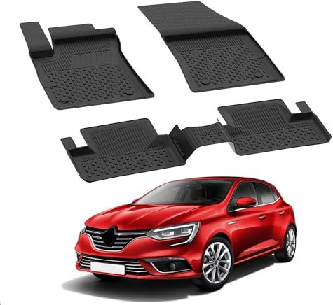 Auto Fußmatten Kompatibel mit Renault Megane IV KLW 2016-2024 Geruchlos 4.5D Passform Allwetter Automatten 5 TLG | Antirutschmatte Hoher Rand Gummimatten Schwarz Fussmatten Vorne Hinten Autoteppich