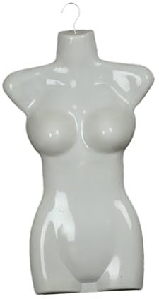 Milageto Hängende Schaufensterpuppe für Frauen, Körper, Torso, weibliche Kleiderpuppe, für Erwachsene, weiß, formschöne Torso-Form, T-Shirt-Display für