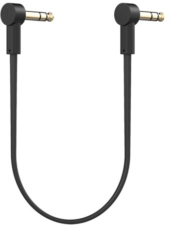 Rock Stock 1/4 Stereo TRS Flat Patch Cables - 36 Ultra-Thin, Right Angle, Low Profile, Gold Plated, Braided Shielding - Maximize Pedalboard Space, Eliminate Noise, Connect Guitar Effects Pedals