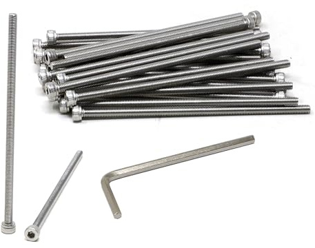 iexcell Juego de 25 tornillos M4 x 100 mm, paso de rosca de 0,7 mm, acero inoxidable 304, cabeza hexagonal