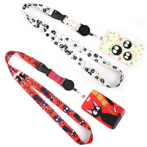 GTOTd Cute Cartoon Lanyard Schlüsselband (2Pcs) with ID Badge Holder Ausweishalter Decoartions (2Pcs) Merch Anime Party Zubehör Dekor ID Badge Halter Schlüssel String Brieftasche Telefon Teens